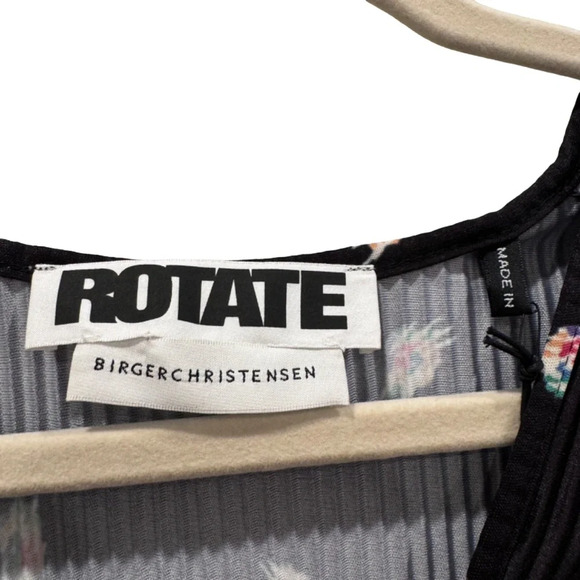 NWT Rotate Birger Christensen Number 7 Pleated Black Midi Dress Planet AOP SizeM - Picture 4 of 16